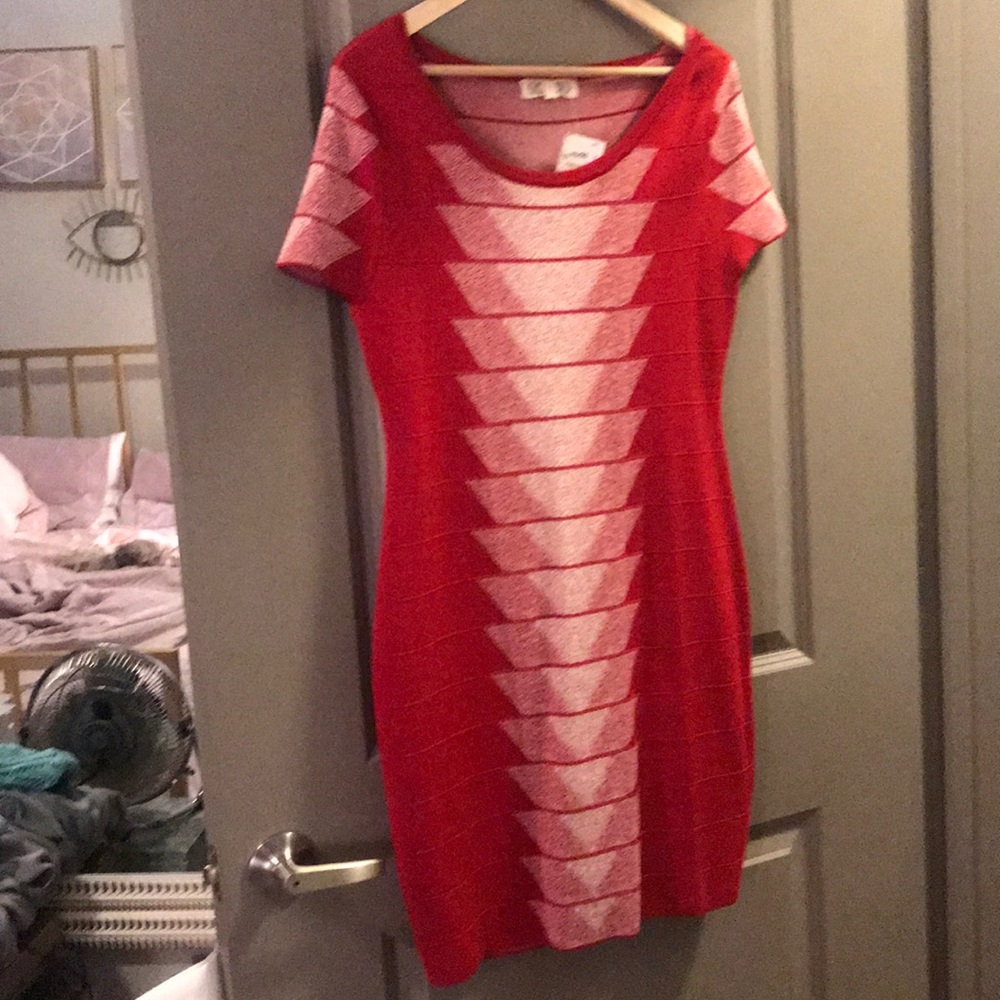 NWT Red Ivory bodycon dress Large